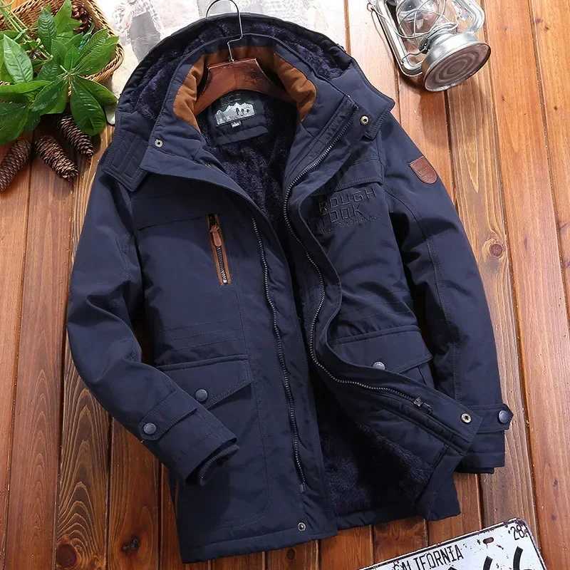 Mens winter warm military jacket Flce Parka thick mens jacket casual sheepskin Parkas mens cargo jacket mens military velvet clothing W241024