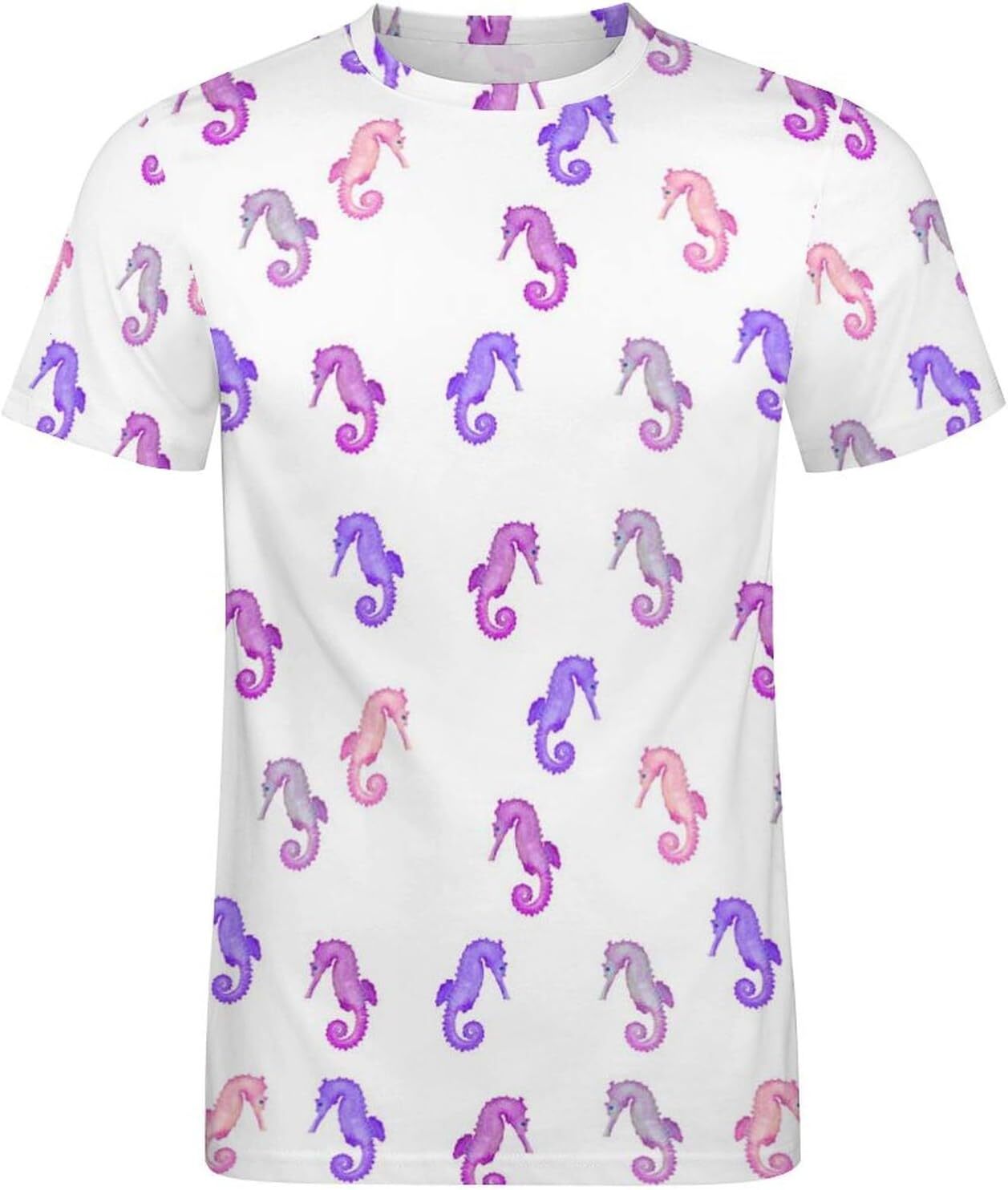 Mens T shirt Seahorse Pattern Cotton T-Shirt 3D Printed Casual Shirt Men's All-in-one fashion Crew Neck T-Shirt tee Casual tops summer clothes