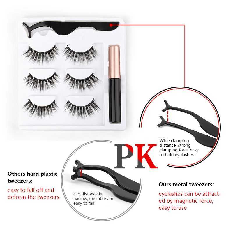 1/3/4 pair magnetic eyelash kit waterproof liquid eyeliner embosser soft artificial Cils puffy false eyelash makeup set hot toolW241024