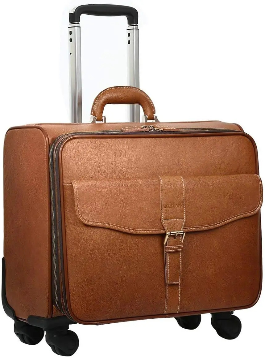 Leather Rolg Laptop Case Wheeled Briefcase Suitcase Roller Boarding 241021 ddf0 4
