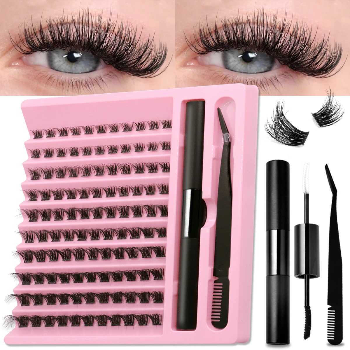 GROINNEYA DIY eyelash extension kit eyelash clusters waterproof strong to maintain eyelash adhesion and sealing eyelash push flower eyelash clustersW2