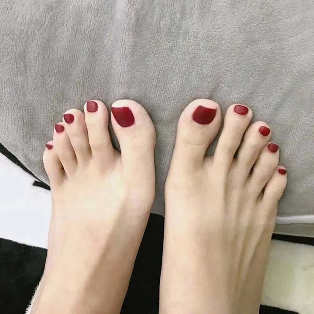 on Toenails Feet Artificial Nails Full Cover False Nails Solid Color Nails Patch Matte False Toenails Frosted Fake Toe NailsXJ241025