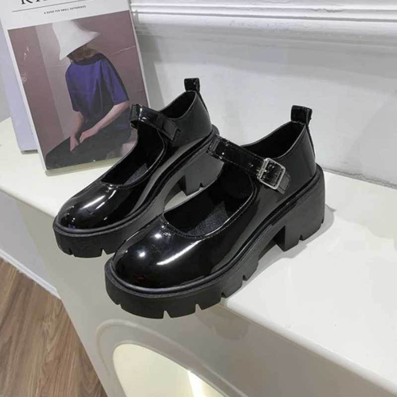 High Quality Lolita Shoes Japanese Style Platform Black High Heels fi Round Toes Mary Janes Leather Shoes Female Student Role Playing Shoes T241024