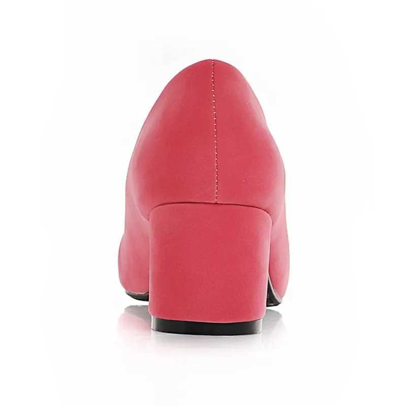High Quality Womens Square Heel Round Foot Mud Pump Plus Size 33-34 Black Red Blue Elegant Womens Office Shoes T241024