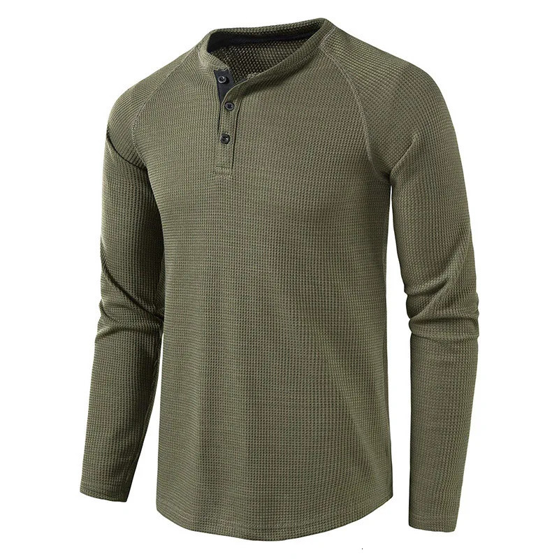 Parklees Grey Waffle Mens Henley Shirt Casual Solid Breathable High Quality Shirts Regular Fit Long Sleeve Basic Tops Tees Homme 241024