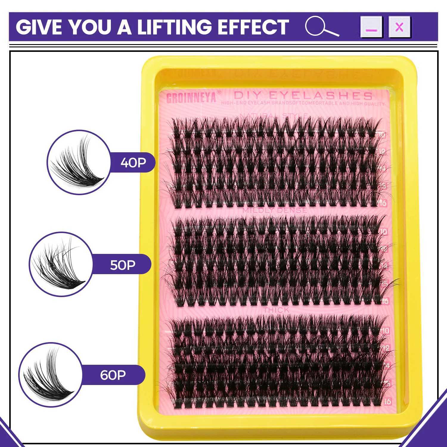 Groinneya eyelash cluster 5D fluffy thick eyelash cluster D curly Wispy personal eyelash blend eyelash extension eyelash makeupW241024