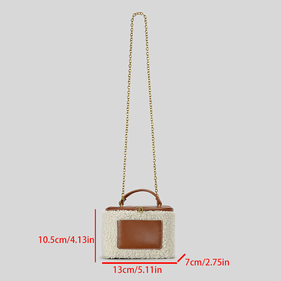 Autumn winter new women's bag niche fleece fur bag lamb fur box bag single shoulder crossbody bag 241015
