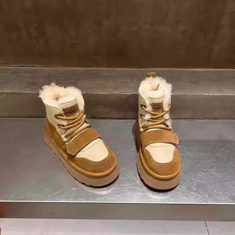 new designer men womens snow winter cotton warm fur furry shoes velcro boots booties