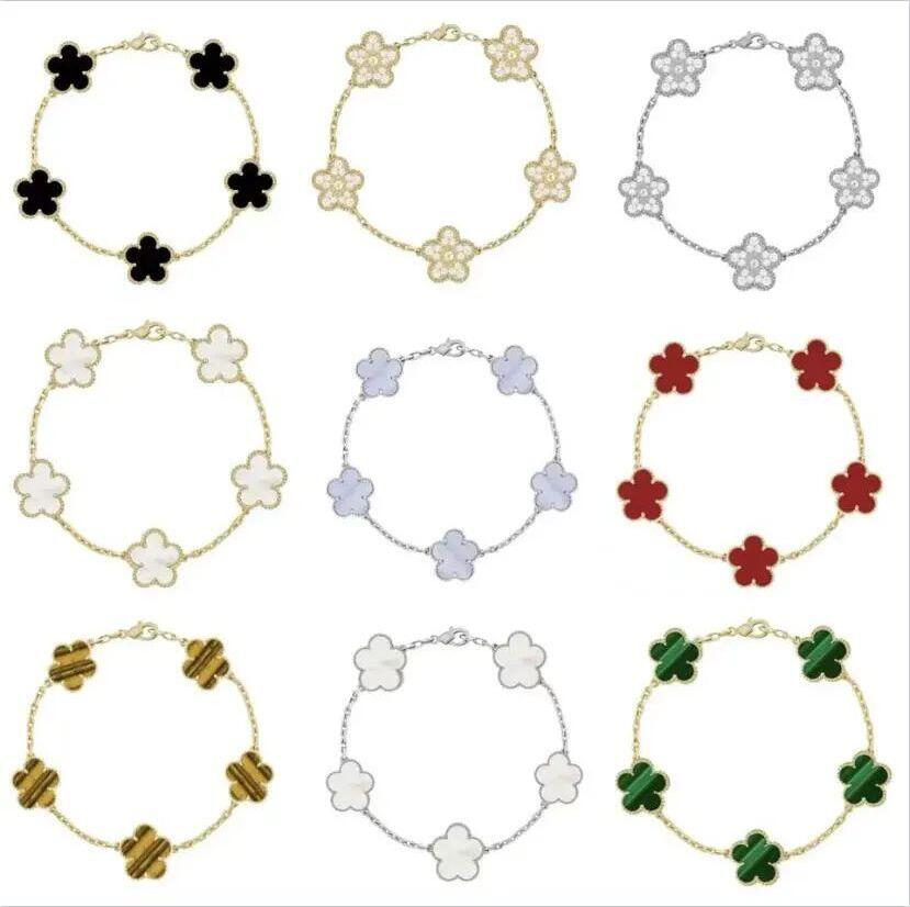 Four leaf clover bracelet charm designer bracelets fine jewelry mother of pearl white black red lady moissanite bracelet designer for women popular