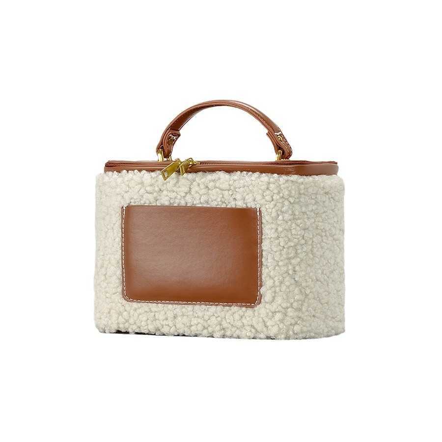 Autumn winter new women's bag niche fleece fur bag lamb fur box bag single shoulder crossbody bag 241015