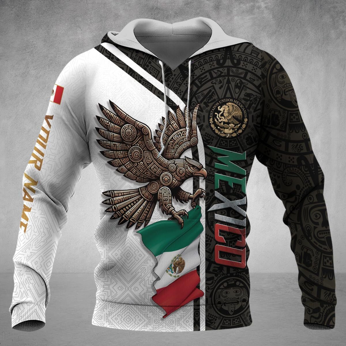 Hoodie for Mens Womens Personalized Mexican Flag Hoodie, Customized Mexico Hoodie For Men, Custom Aztec Hoodie, Vintage Mexican Shirt Graphic