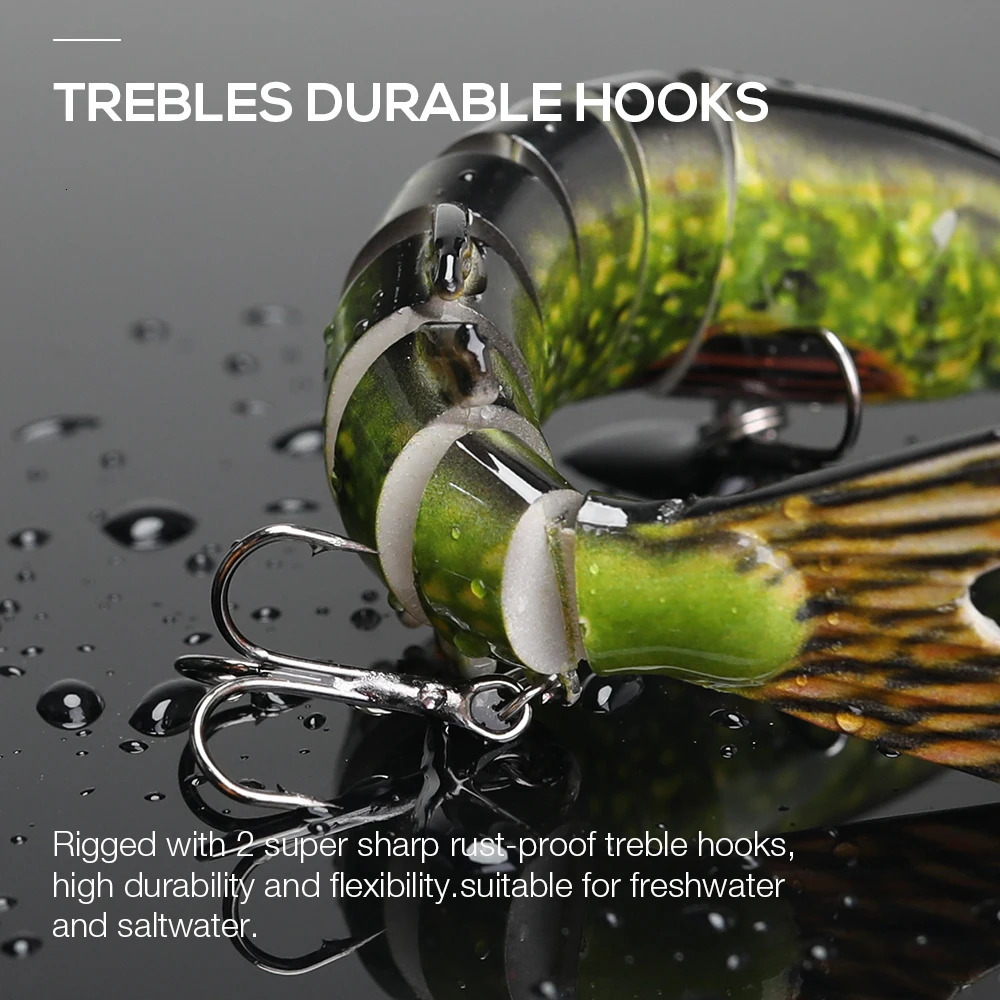 TREHOOK 10cm125cm Pike Wobblers for Fishing Artificial Bait Hard Multi Jointed Swimbait Crankbait Lifelike Lure Tackle 241024
