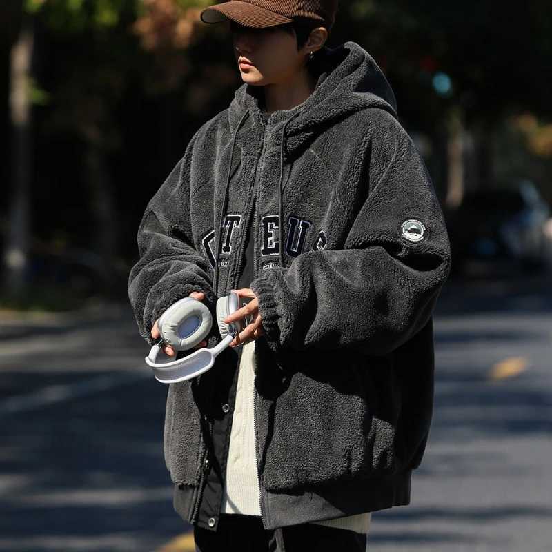 Winter American Mens and Womens Park Reversible Imitation Sherpa Apron Coats Thickened Imitation Cashmere Park Preparatory Students W241024