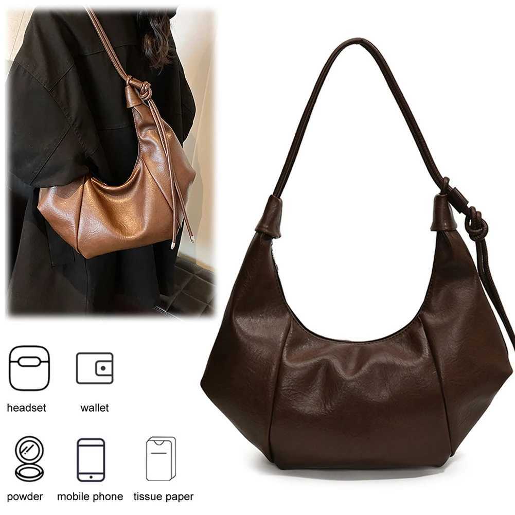Crescent Bag for Women Adjustable Strap Underarm Pu Leather Solid Color Dumpling Zipper Work Travel 241025
