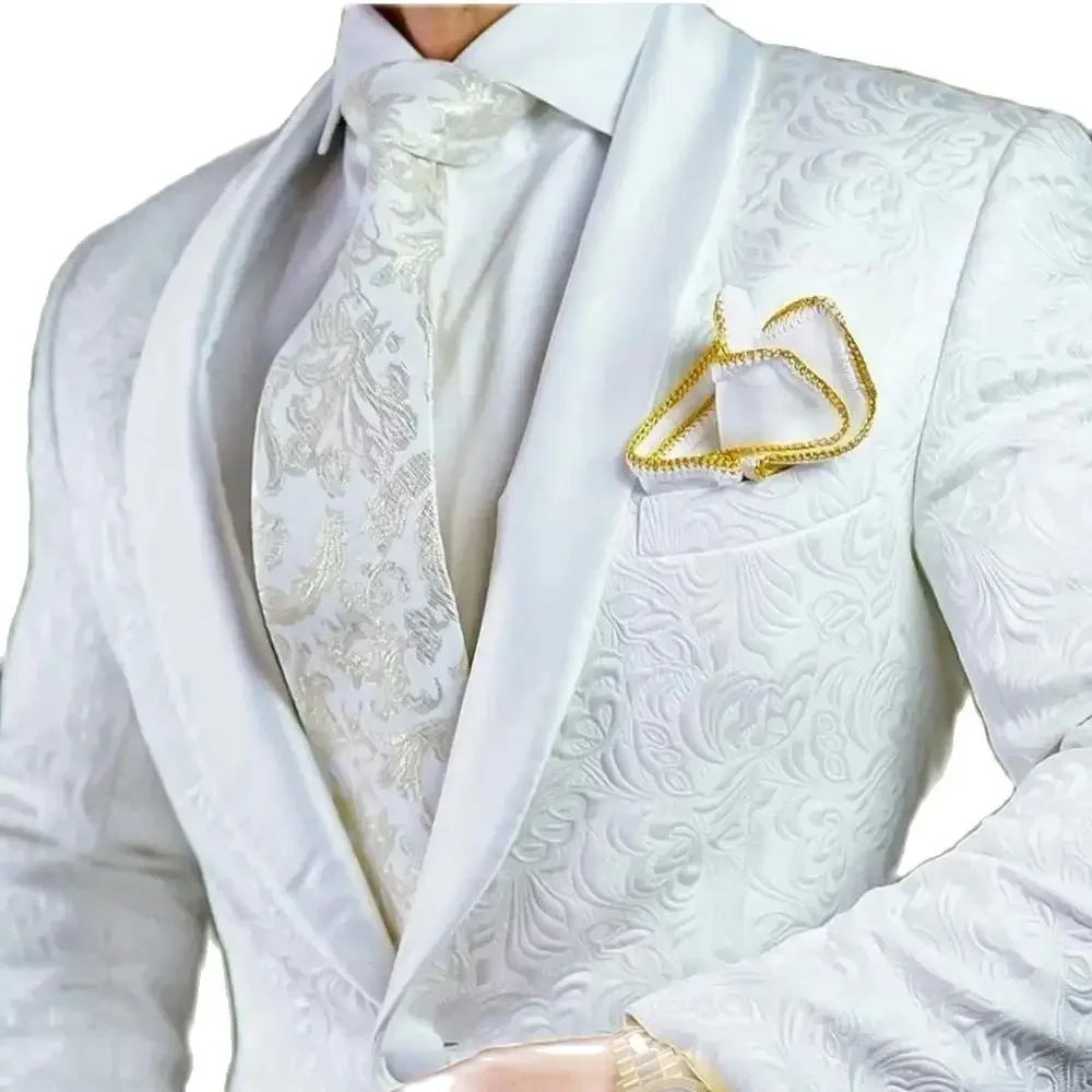 Floral Men's Suit Jacket Shawl Lapel Single Breasted Jacquard Blazer 1 Piece Formal Wedding Tuxedo Jacket for Groom Jacket 2025