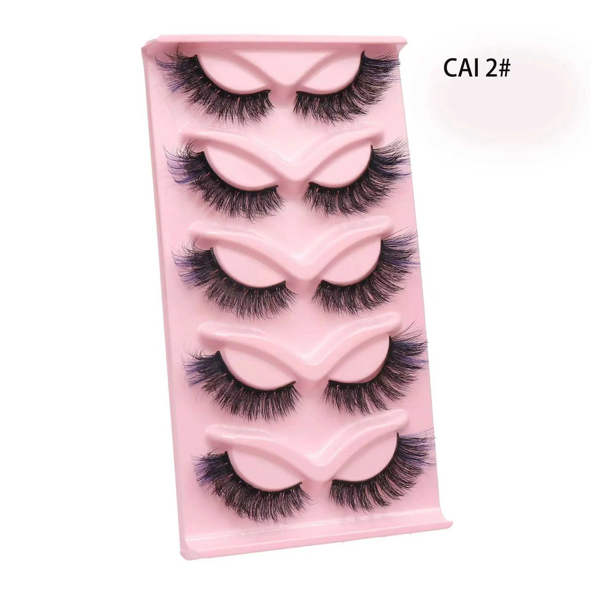Artificial 3D mink eyelashes 2/5 pairs of natural color semi false eyelashes fluffy and soft full eyelash makeup mink false eyelashes CiliosW241024