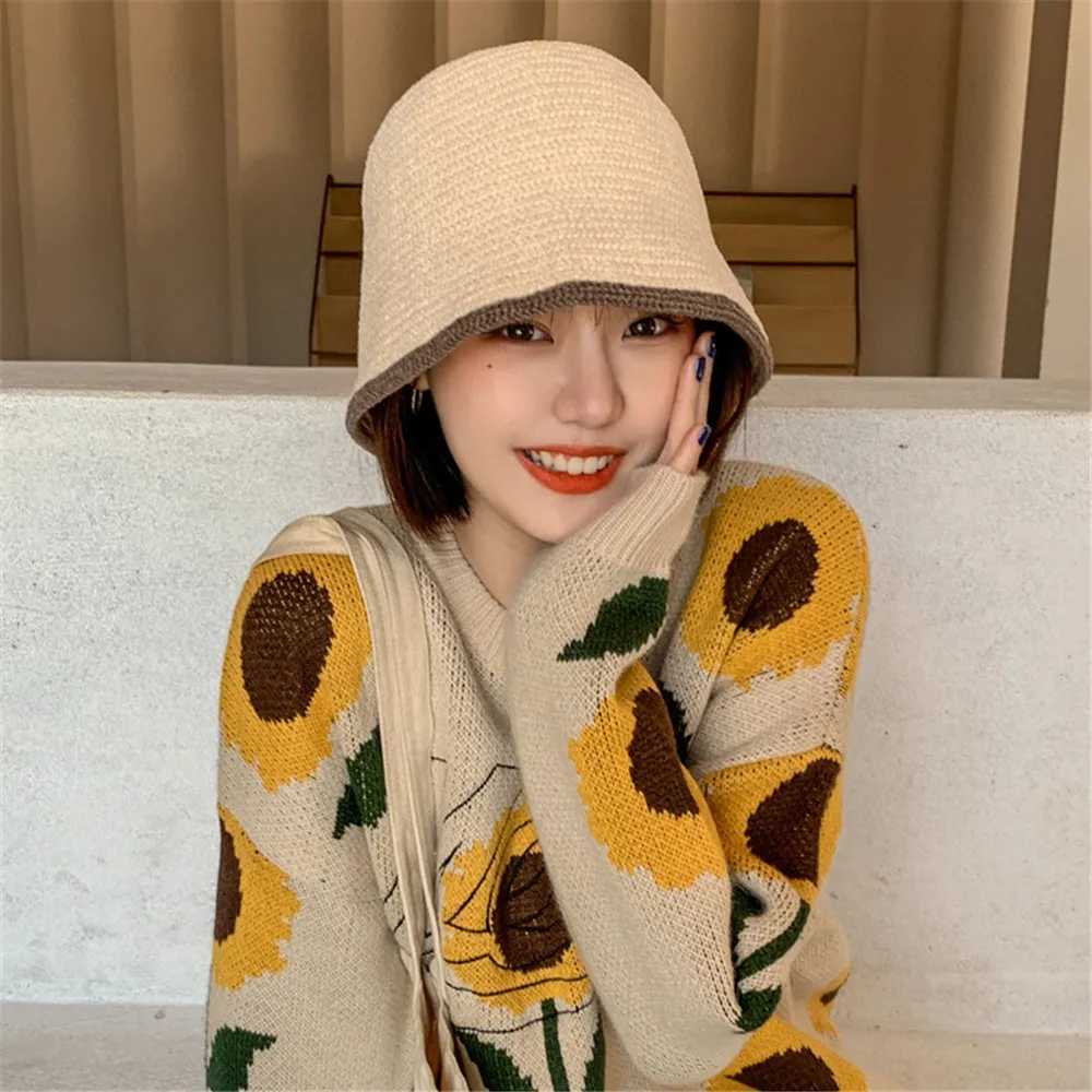Korean Autumn Winte Pure Color Bucket Hat Fashion Ladies Fisherman Hat Ear Protection Soft Wool Fishing Bucket Hat Outdoor HatX241025