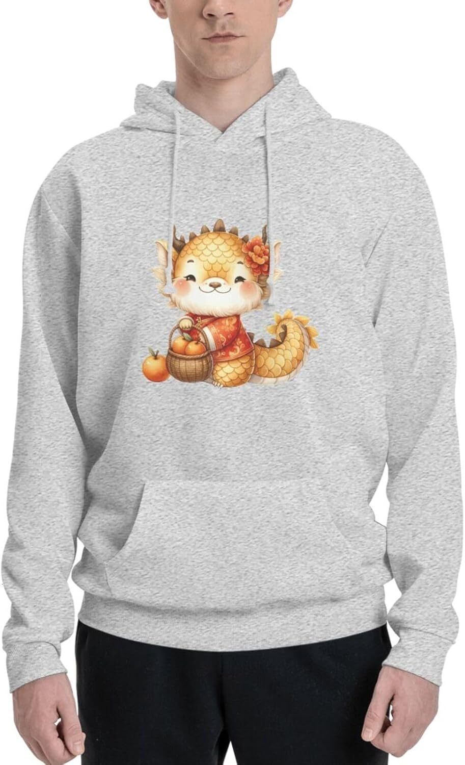 Hoodie for Mens Womens Funny Cartoon Chinese Dragon Print Hoodie Animals Lovers Pullover Hoodies Sweatshirt Clothing Graphic lucky