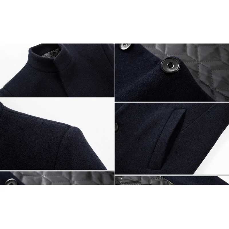 Brovon Brand Mens Long Jacket 2024 New Autumn/Winter Solid Color Mens Wool Coat Business Leisure Windproof Mens Trench W241024