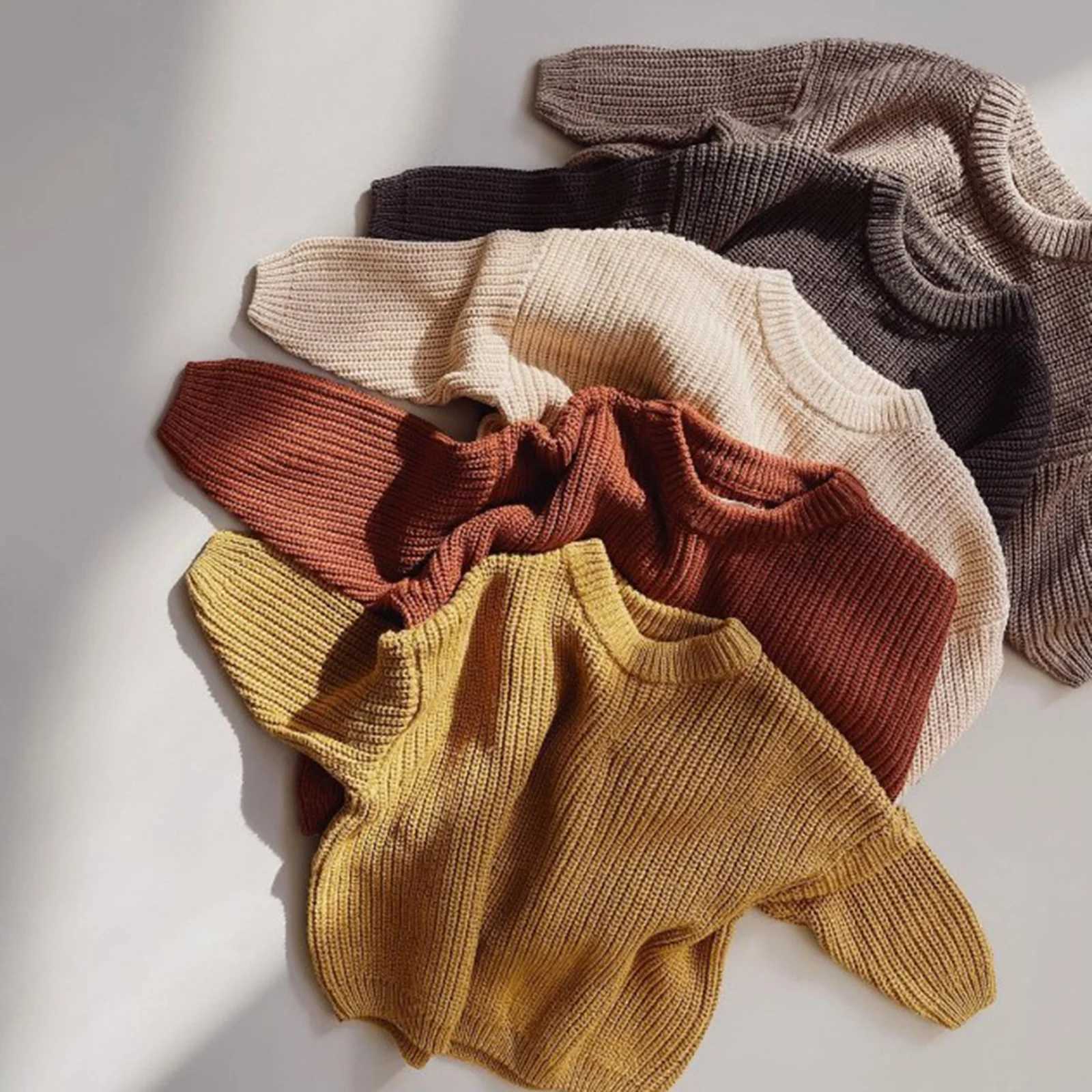 Children girls boys sweaters autumn winter toddler baby knitted clothing jumpers workwear thick wool long sleeved childrens tops W241025