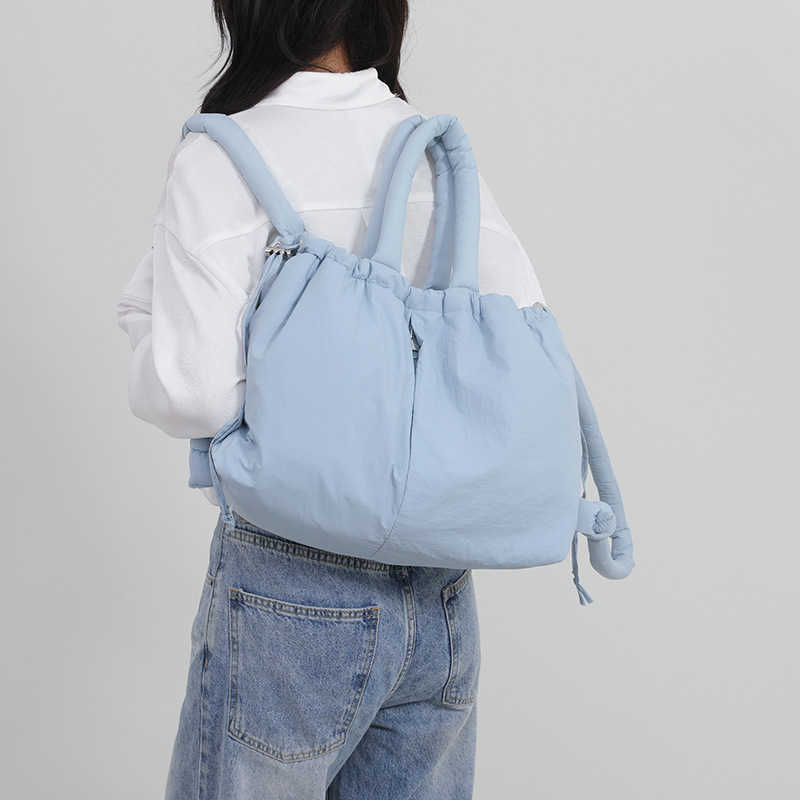 Trendy down cotton jacket bag, women's large capacity lightweight dual-use shoulder bag, hand-held backpack, niche crossbody bag 241015