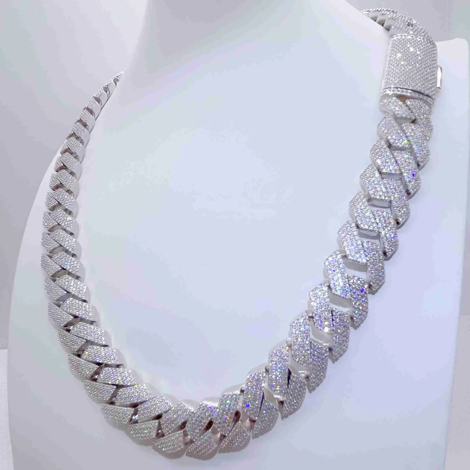 Iced Pass Diamond Tester Sterling Silver Necklace Vvs Moissanite Cuban Link Chain