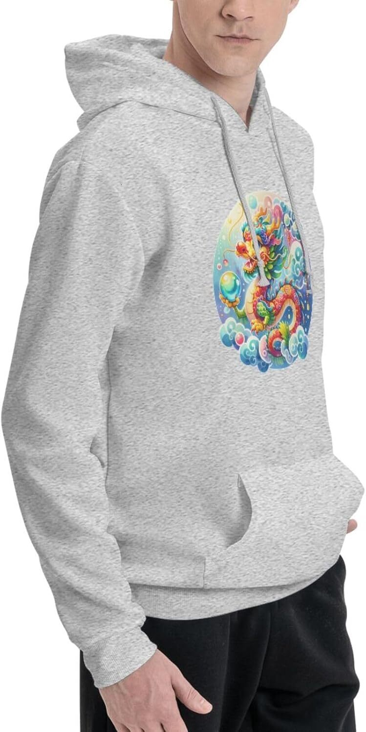 Hoodie for Mens Womens Funny Cartoon Chinese Dragon Print Hoodie for Men Animals Sweatshirt Clothing Graphic simple fashion