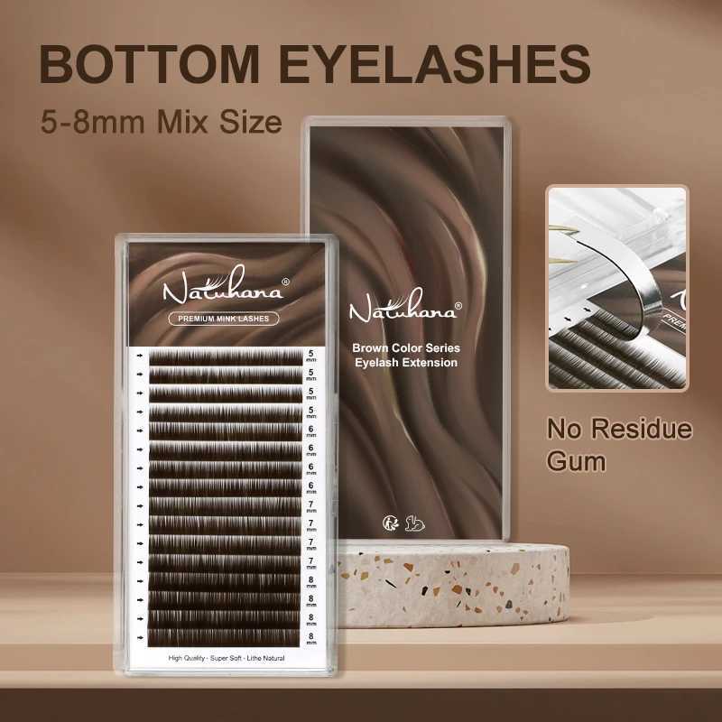 NATUHANA Bottom Eyelash Extension J/B/C Curl Natural Soft Lower Eyelash 5-8 Mixed Black Brown EyelashW241024