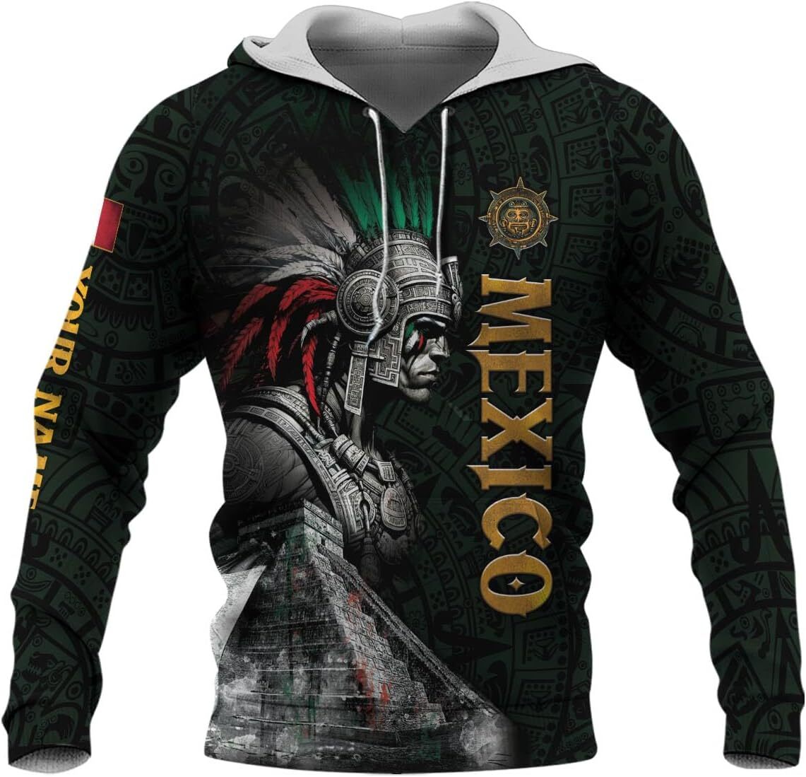 Hoodie for Mens Womens Customized Mexico Hoodie For Men, Personalized Mexican Flag Hoodie, Custom Aztec Hoodie, Vintage Mexican Shirt Graphic Warm