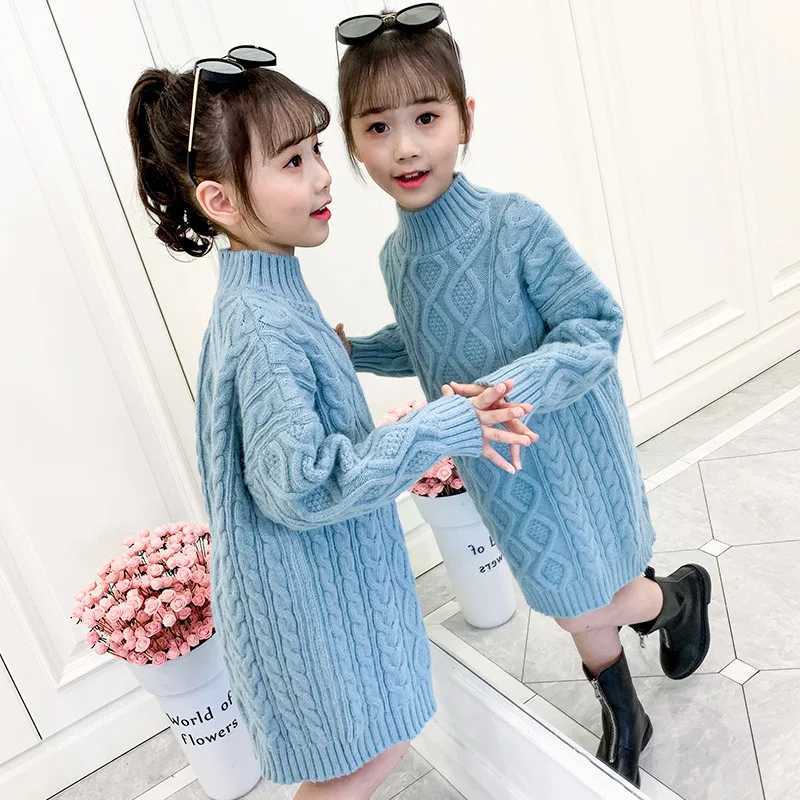 3-13 year old girls knitted sweater 2024 new Korean style girls long hair clothes autumn and winter wool childrens clothing W241025