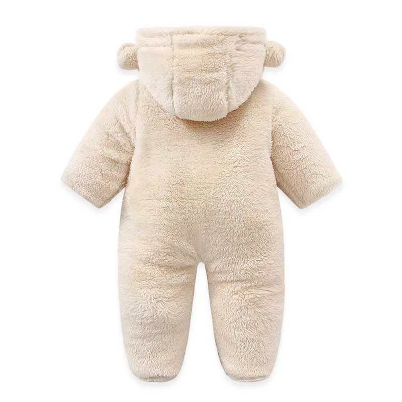 Winter Baby Romper for Girls Boys Soft Fleece Hooded Jumpsuit Bear Toddler Loungewear Thicken Infant OutfitXJ241025