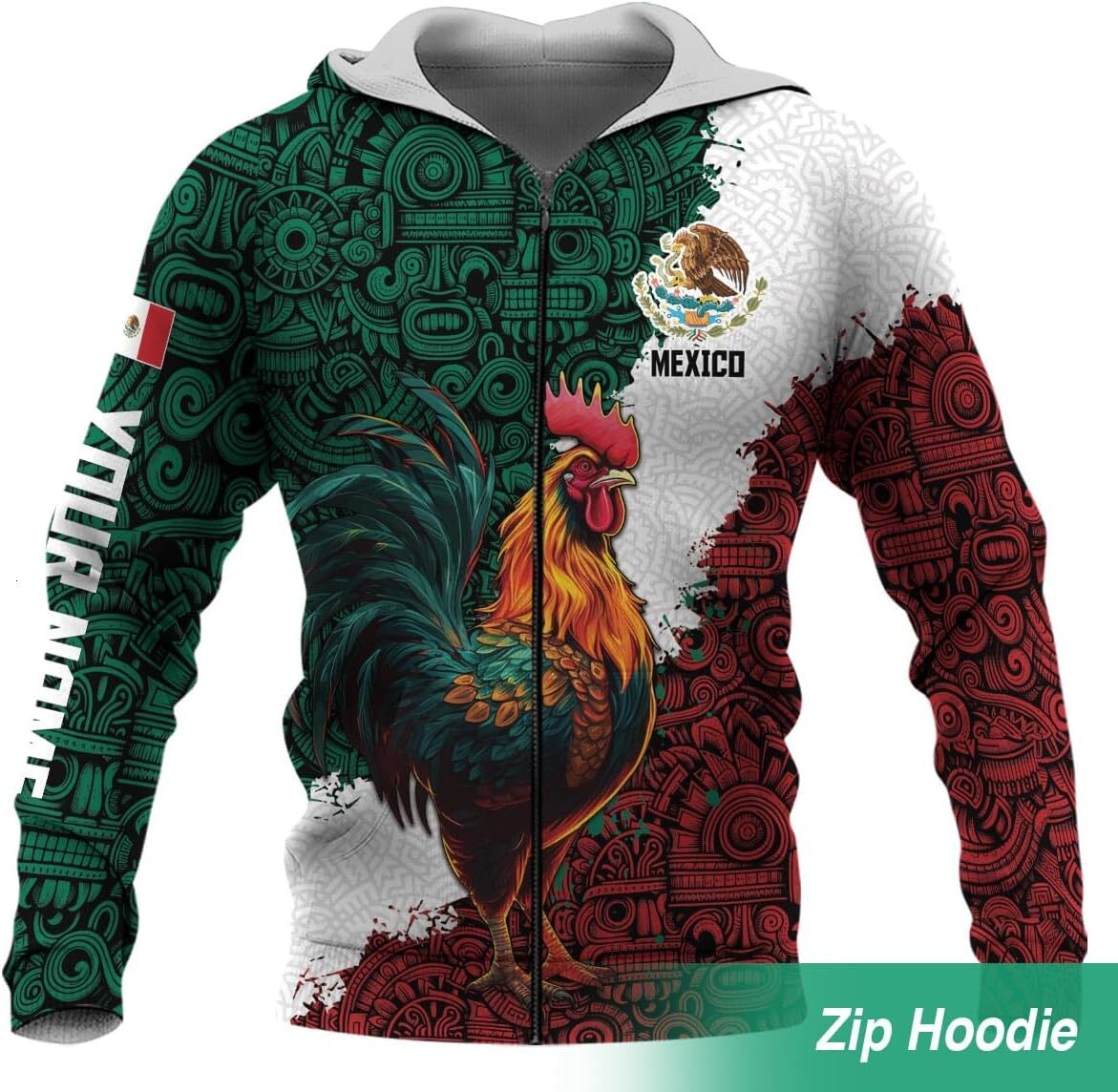 Hoodie for Mens Womens Customized Mexico Personalized Mexican Flag Hoodie, Custom Aztec Hoodie, Vintage Mexican Shirt Graphic Fashionable and Warm