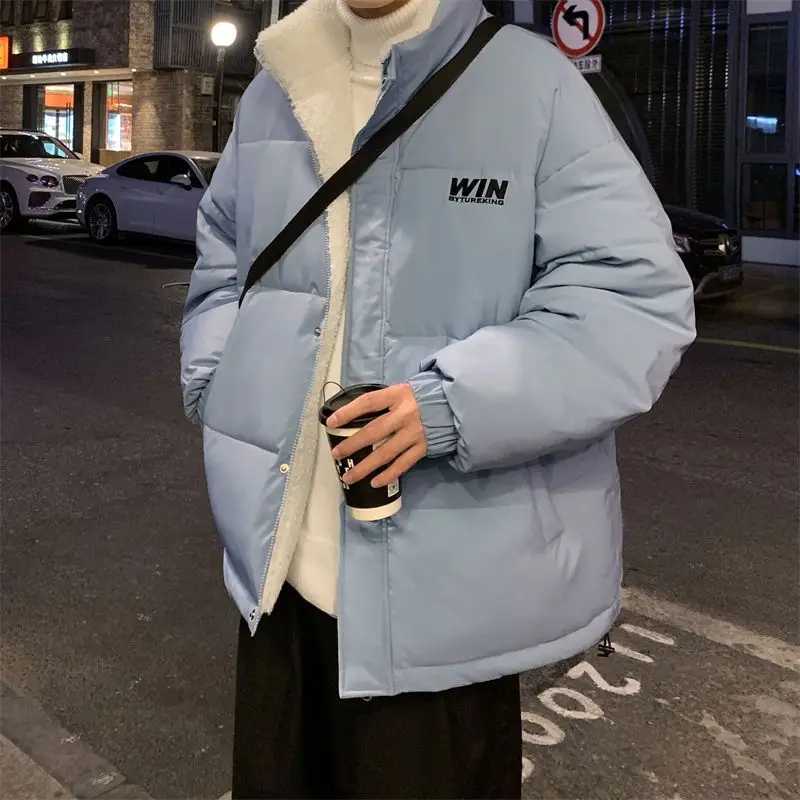 Y2K Fashion Wear Lambswool Coat Double sided Mens Strt Fashion Gothic Loose Casual Cotton Coat Down Jacket W241024