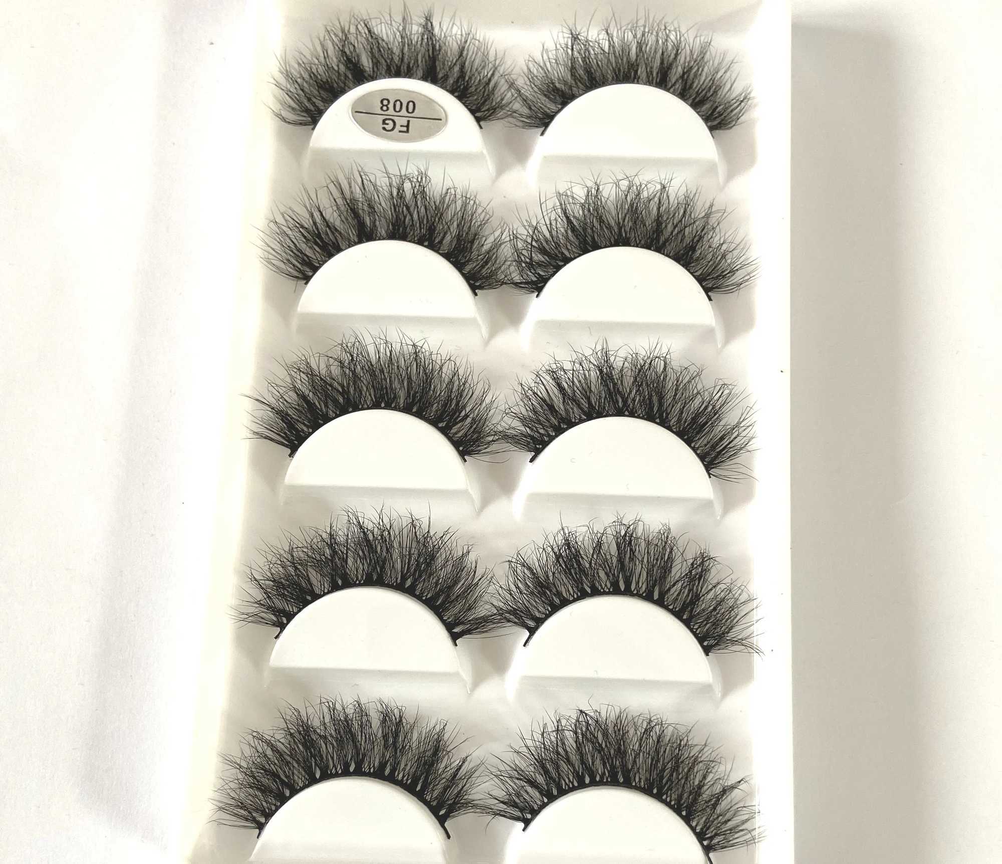 5 pairs of 3D artificial mink eyelashes natural long and fluffy false eyelashes soft eyelashes reusable makeup short eyelash extensionW241024