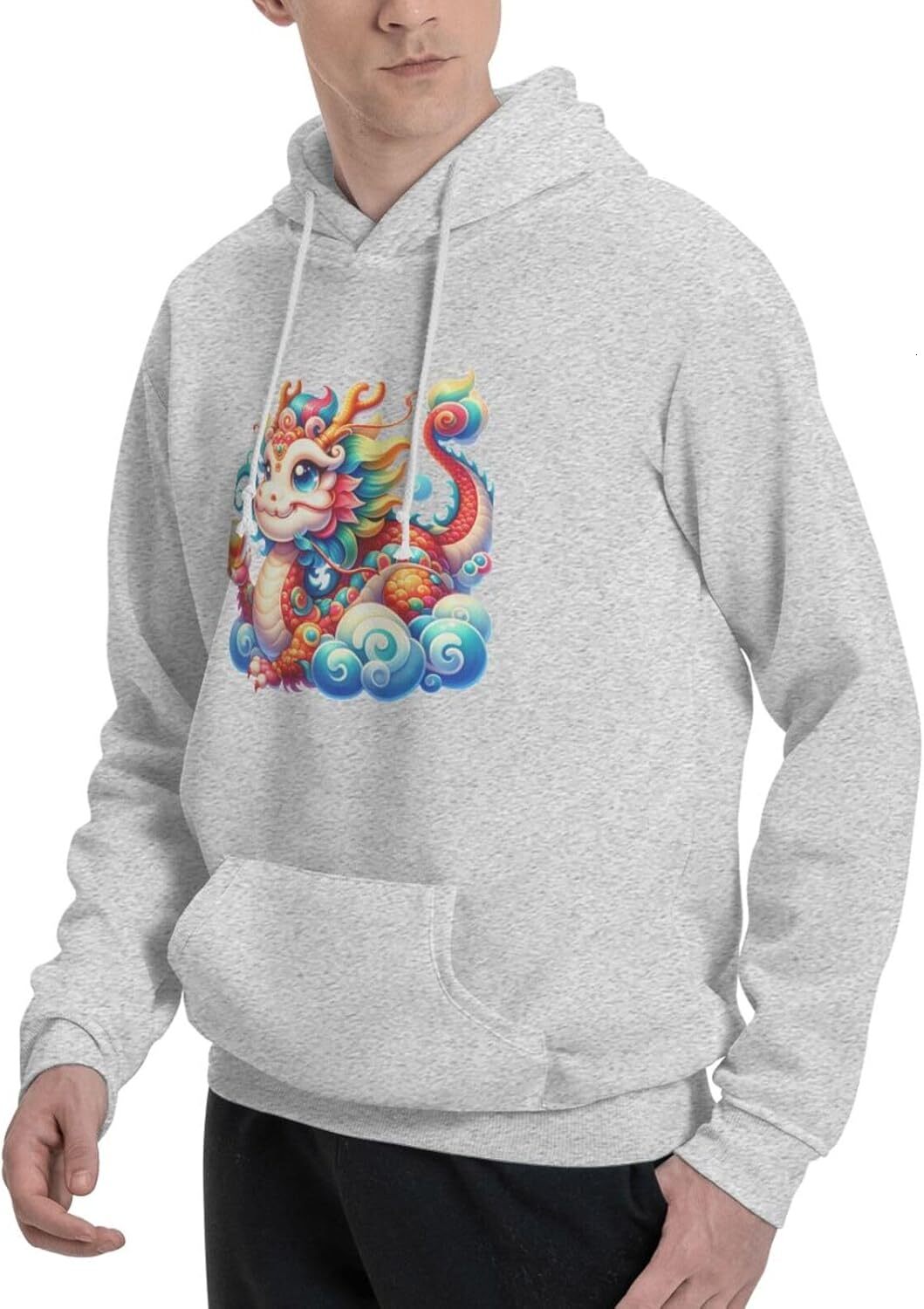Hoodie for Mens Womens Funny Cartoon Chinese Dragon Print Hoodie for Women Men Animals Lovers Pullover Hoodies Sweatshirt Leisure warmth