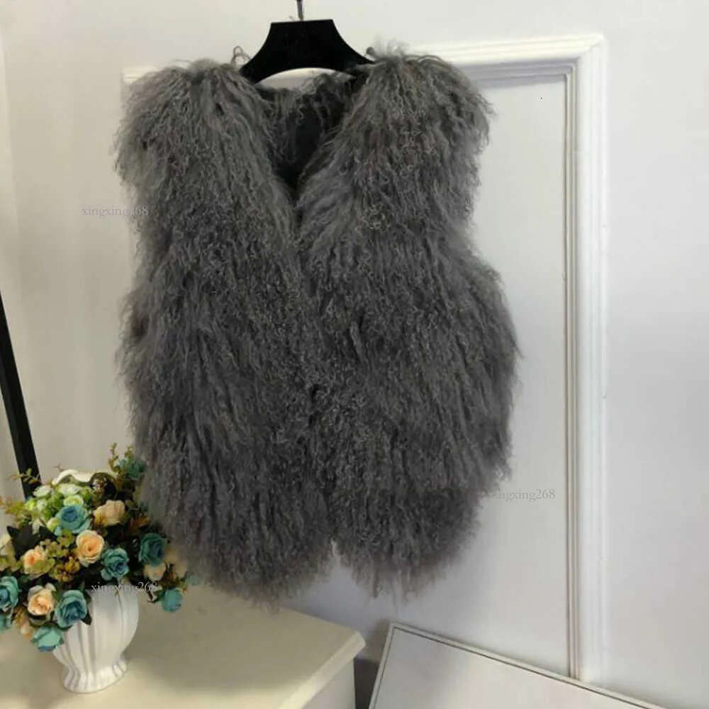 V neck Natural 100% Pure Mogolia Fur Vest Genuine Real Sheep Fur Gilet Basic Match Short Drop Fur Coat tsr855 211018