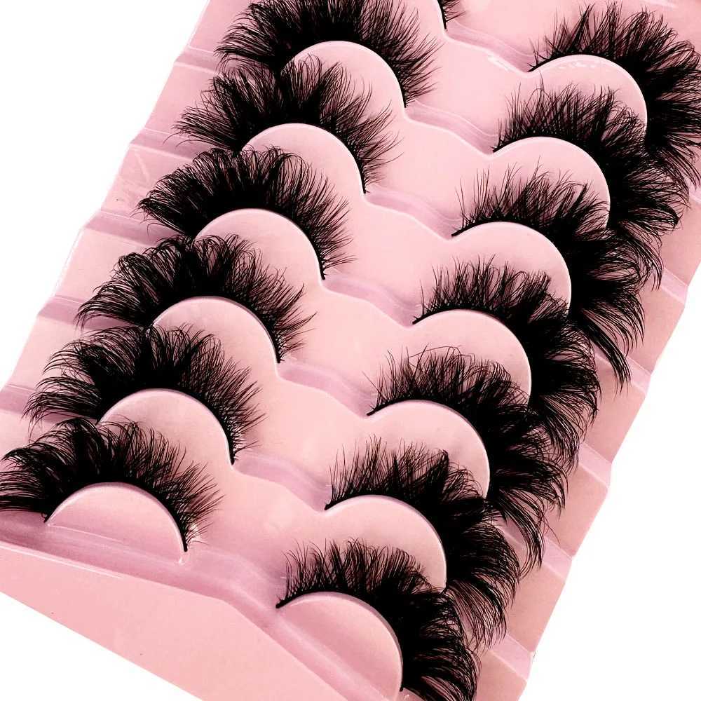New 7 pairs of cat eye 8D mink eyelashes curled wings naturally messy end raised thick false eyelashes soft false eyelashesW241024