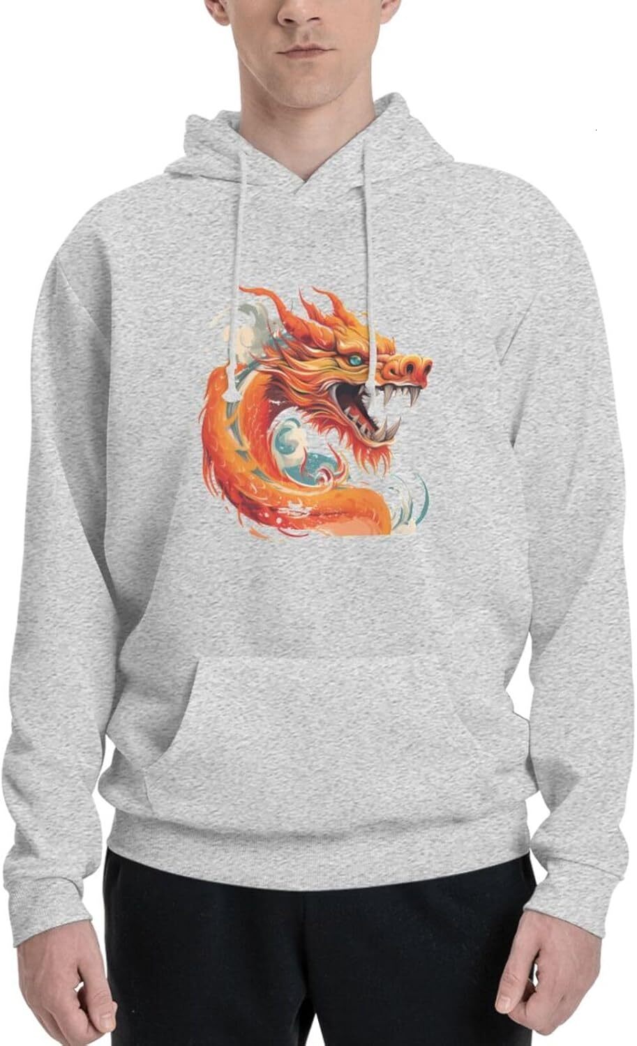 Hoodie for Mens Womens Funny Cartoon Chinese Dragon Print Hoodie for Women Men AnimalsHoodies Sweatshirt Clothing Graphic Leisure warmth