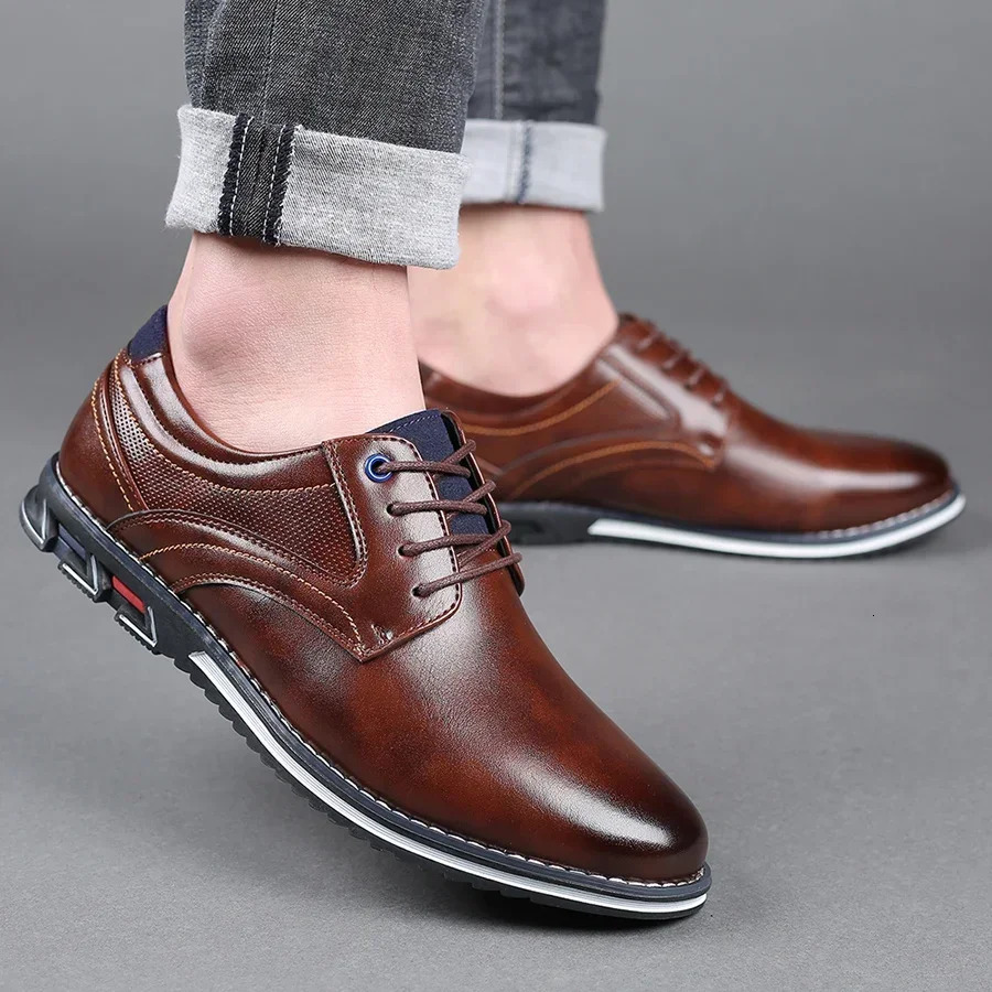 Retro mens shoes commercial leather shoes mens fashionable casual shoes black brown breathable comfortable mens shoes 241024