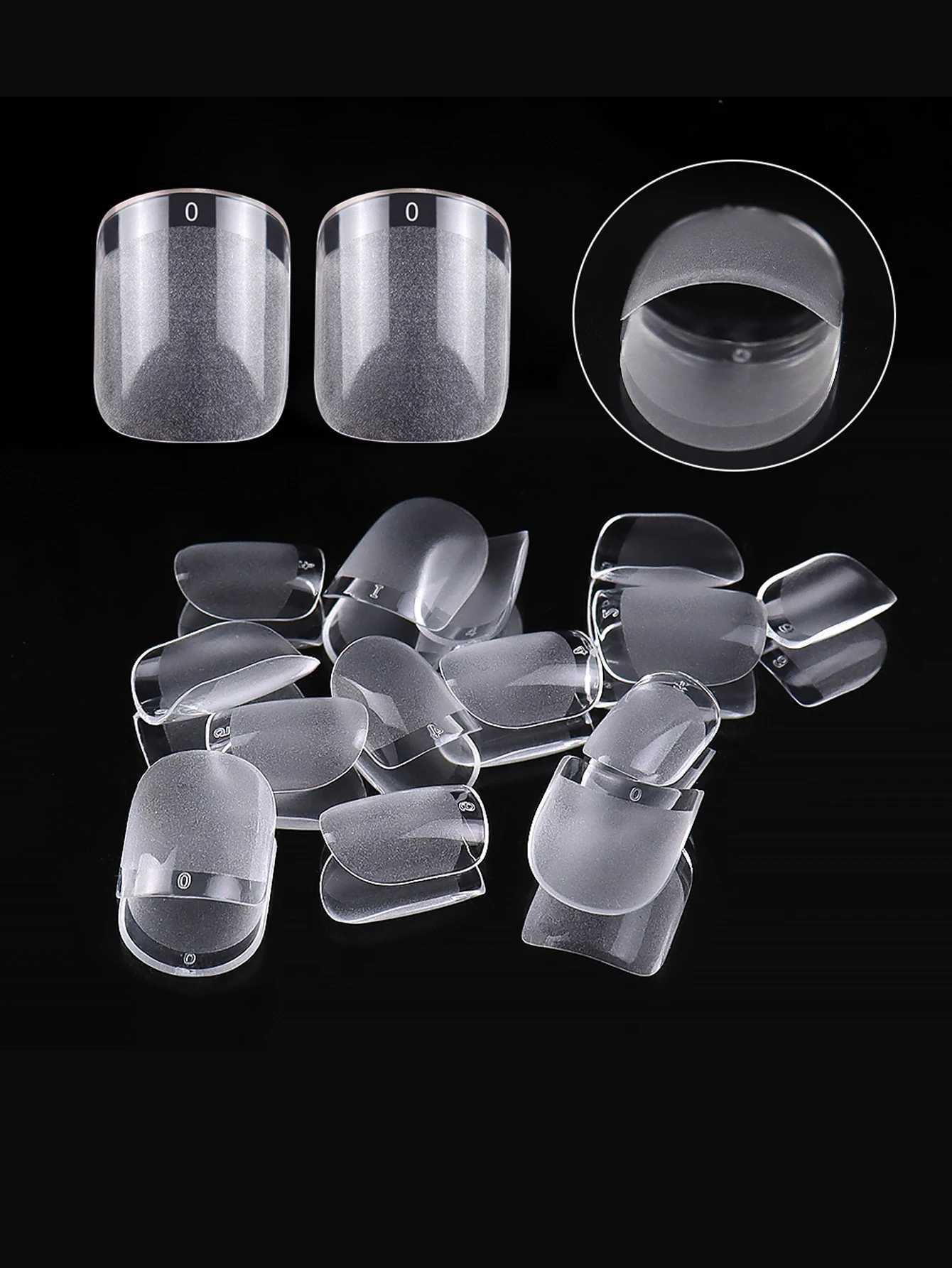 120PCS Extra Short Square Nail Tips Soft Gel Full Cover Half Matte Nail Tips Clear Gelly Pre-Shaped Nail Tips Press On False NaiXJ241025