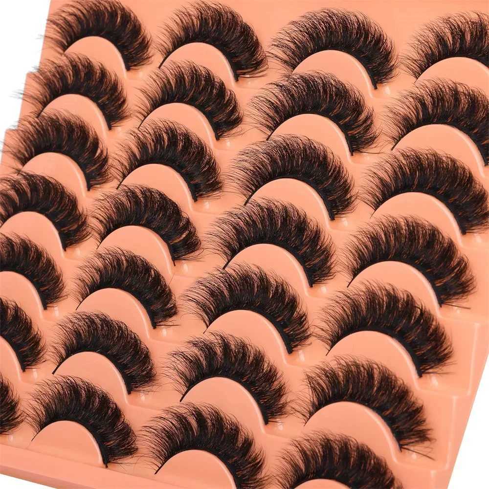 14 pairs of natural looking fake eyelashes thick and fluffy artificial mink eyelash bags that look like black extended cat eye eyelashesW241024