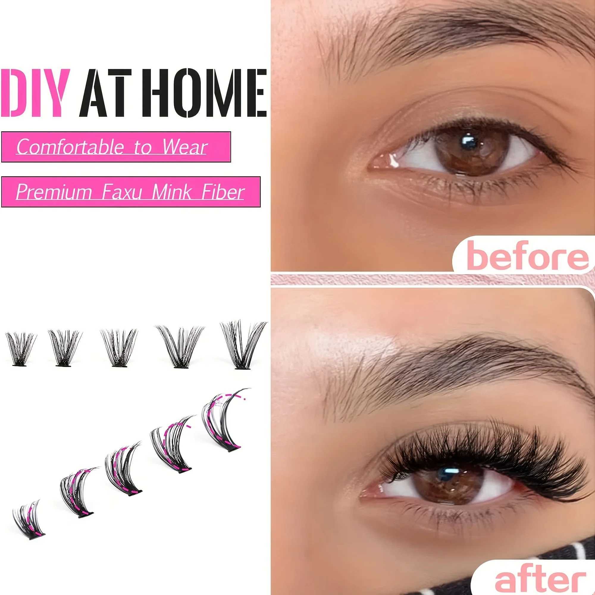 200pcs eyelash clusters natural appearance Wispy eyelashes 9-16mm D curly eyelashes extended fluffy 3D thick volume false eyelashesW241024