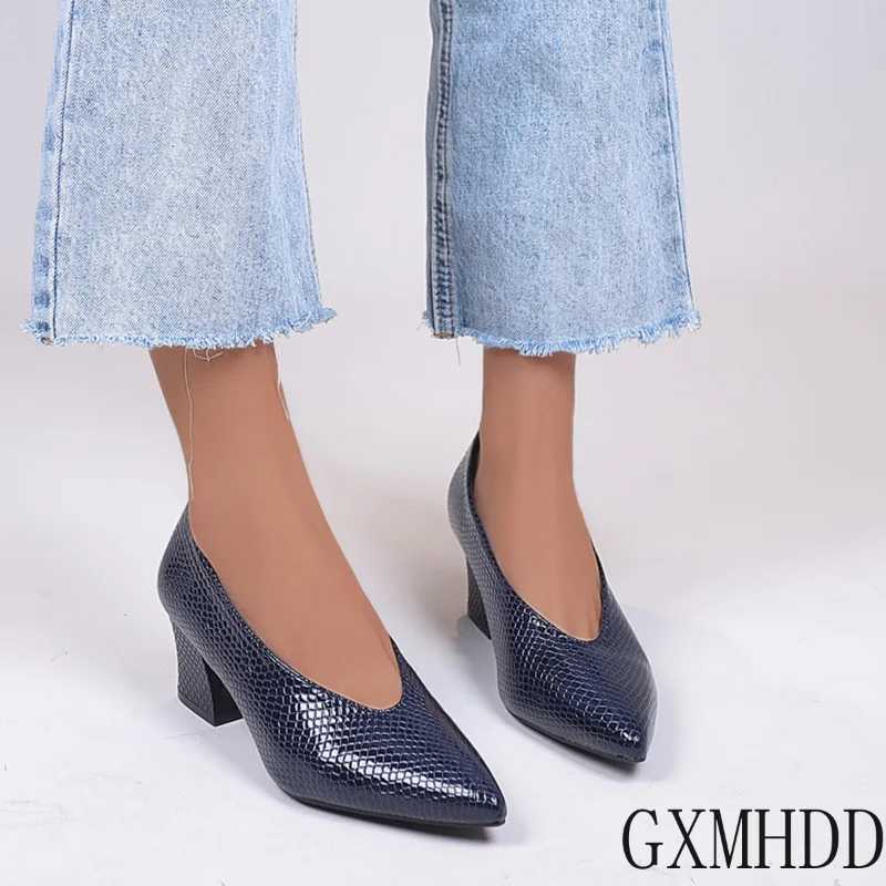 High Quality New Pointed V-neck Patent Leather Single Shoes Womens High Heels Spring Wild Platform Shoes T241024