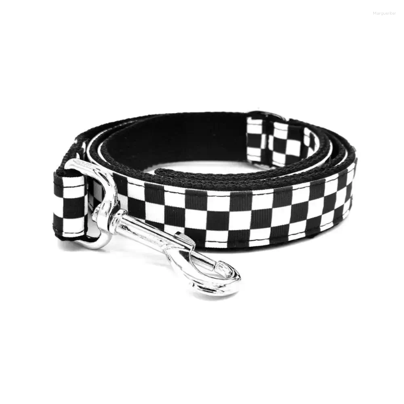 Dog Collars Personalized Pet Collar White Black Cube Cool Durable Custom Puppy Name ID Tag Adjustable Basic Leash