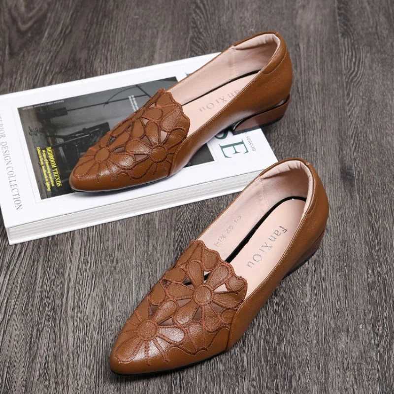 High Quality Mid heel womens casual shoes wedding shoes hollow black square heel formal shoes for working women autumn Zapatilla Mujer T241024