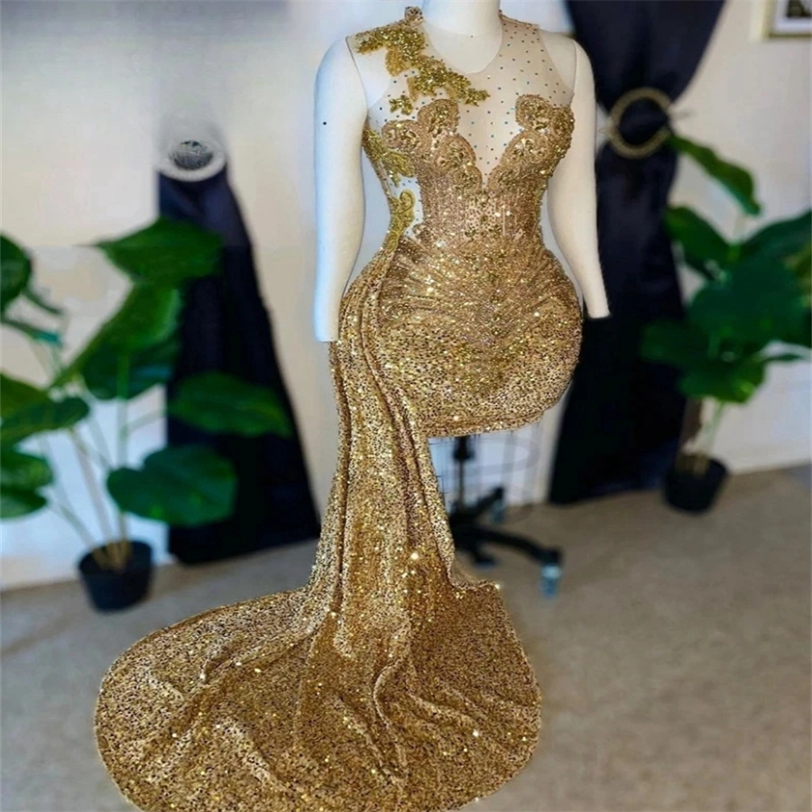 Sparkly Gold Short Prom Dresses With Train Beaded Crystal Sequin Black Girls Cocktail Dress Nigeria African Birthday Party Vestio De Gala Homecoming G