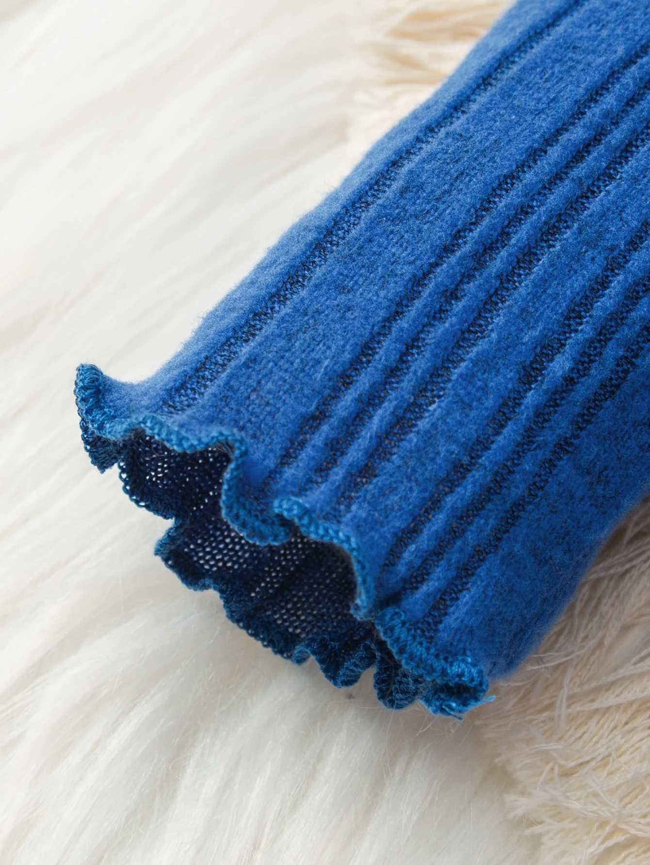 Spring and autumn boys and girls lace round neck long sleeved striped solid color knitted sweater fashionable and warm for children W241025