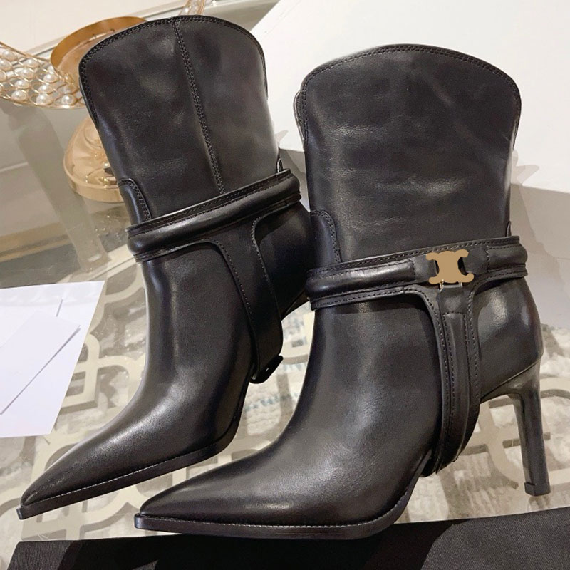 designer pointed short boots luxury womens leather runway boots thick leather outsole comfortable autumn winter boots fashionable increase height business boots