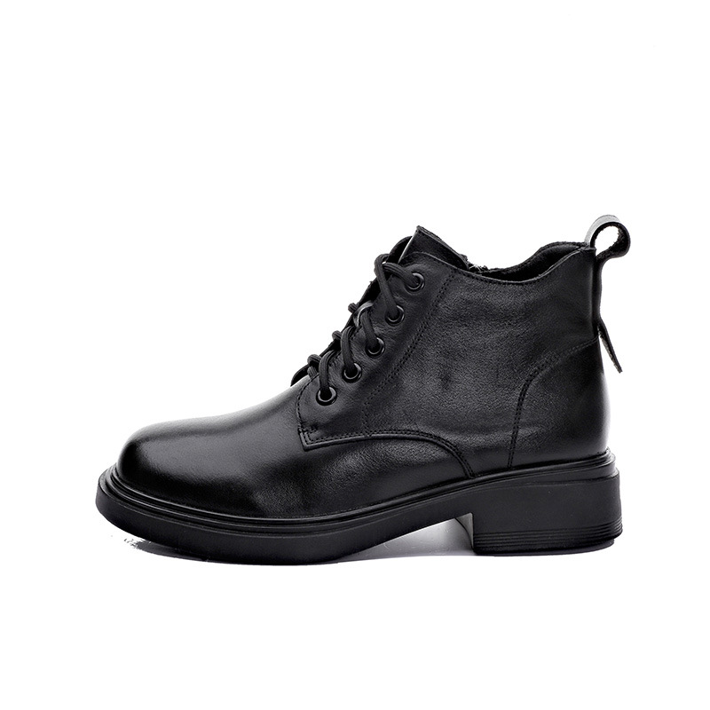 Designer shoes England head layer cowhide Martin boots women lace-up small short boots