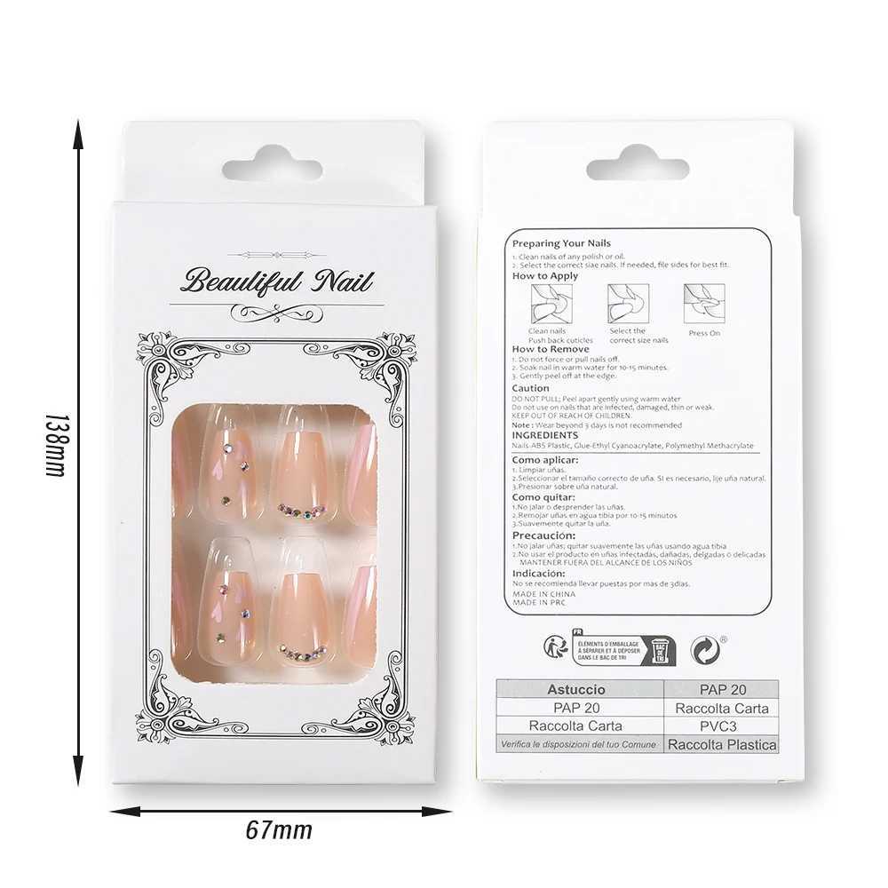 24pcs Short Square Head False Nails French Wearable Fake Nail Tips with Love Heart Designs Full Cover Acrylic Press On NailsXJ241025